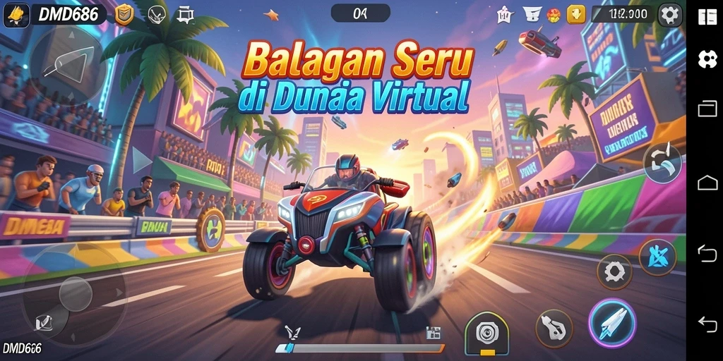 Tampilan menakjubkan dari gameplay DMD686 di lintasan balap.