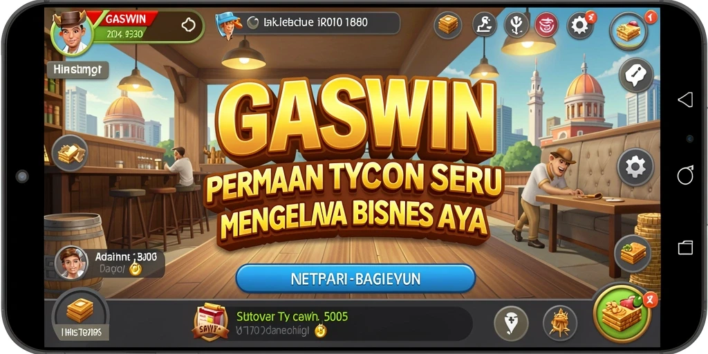 Tangkapan layar gameplay GASWIN yang menampilkan simulasi pengelolaan bisnis.
