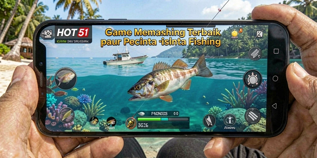 Screenshot utama HOT51 menampilkan gameplay memancing yang seru dan mendalam.