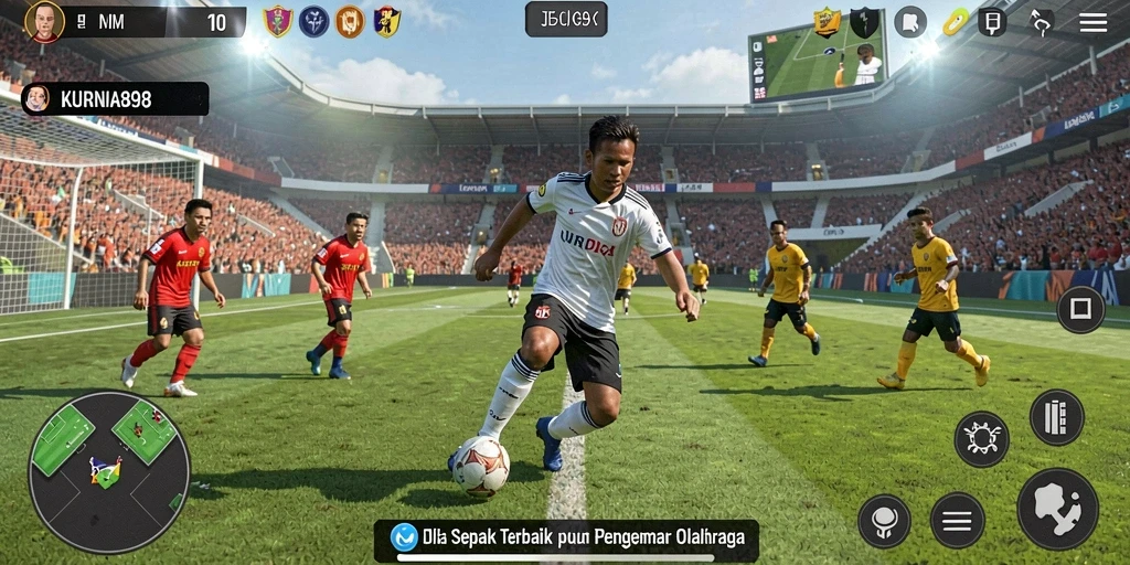 Screenshot gameplay KURNIA898 yang menampilkan pertandingan sepak bola yang mendebarkan.