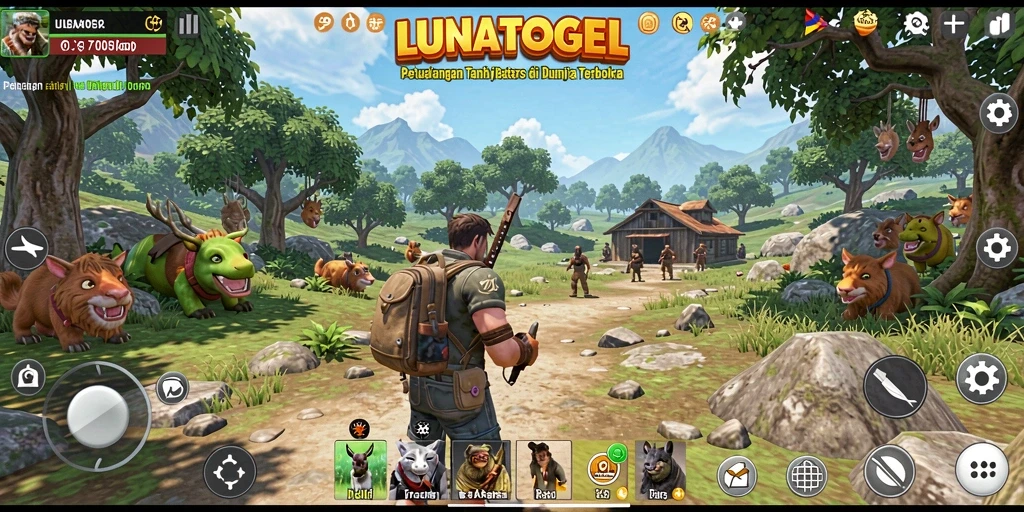 Tampilan gameplay LUNATOGEL yang menakjubkan di dunia terbuka.