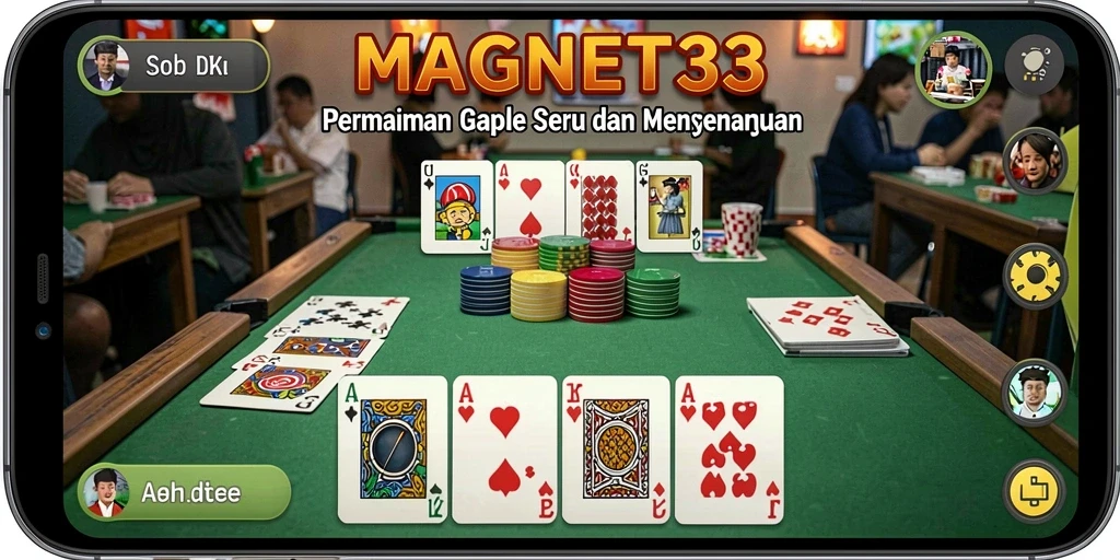 Tampilan gameplay seru dalam MAGNET33 dengan kartu Gaple.