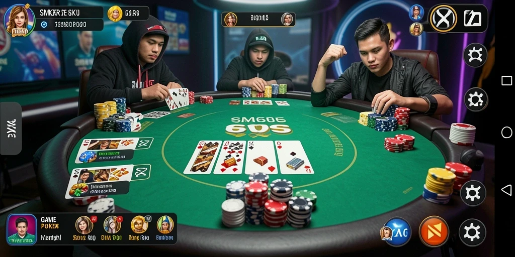 Tampilan gameplay Poker yang menarik dan seru di SM605.