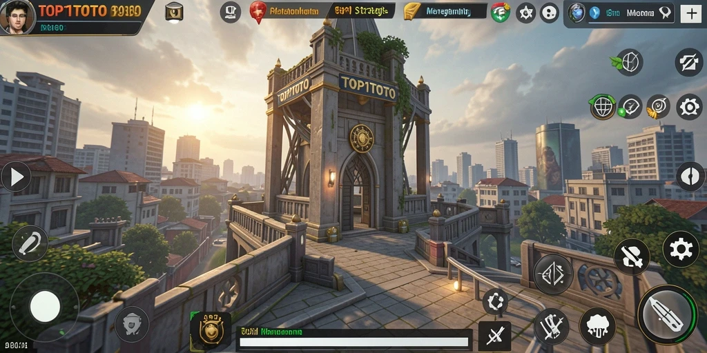 Screenshot gameplay TOP1TOTO menampilkan aksi menara pertahanan yang mendebarkan.