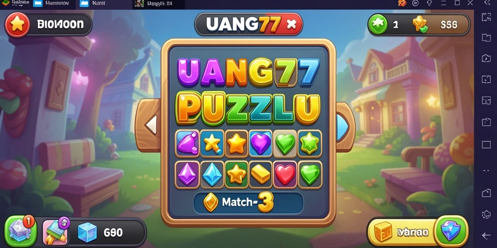 Screenshot game UANG77 menampilkan gameplay Match-3 yang menarik.